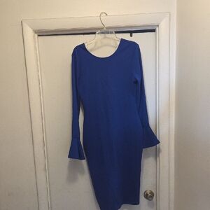Chic Long Sleeve Blue Dress